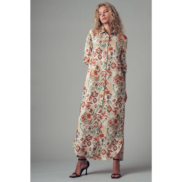 Urban Daizy - Boho Floral Button-Down Midi Dress - Picture 2 of 11